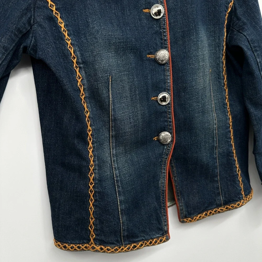 Reba Denim Jacket Size Large Studded Embroidered Stretch Western Rodeo Cowgirl - Picture 10 of 15